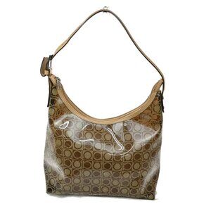 SALVATORE FERRAGAMO Logo Shoulder Bag Vinyl Leather Brown Clear SHW 04TA442